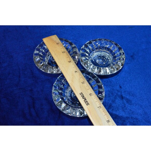 Vintage Indonesia Candlestick Holder Set of 3 Clear Glass Crystal Candle Holders - Picture 6 of 9